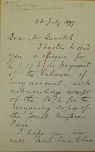 Letter from Ernest Satow