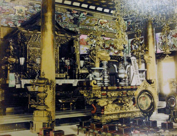 Interior of Buddhist temple, Ikegami, Tokyo